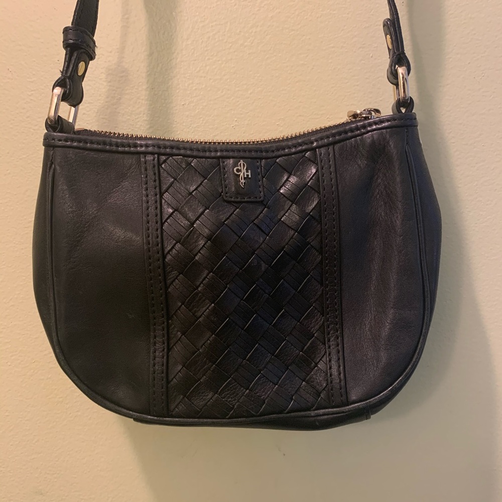 Cole Haan Black Leather Zippered Crossbody Bag